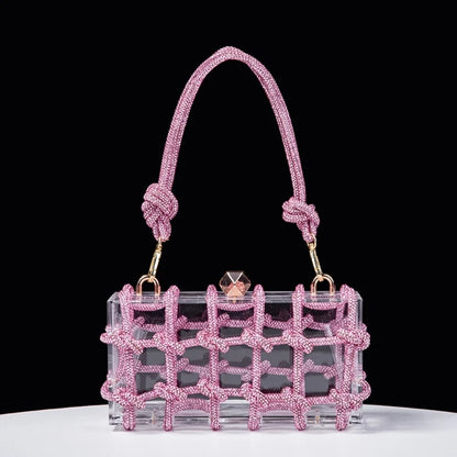 2023 New Lady Purse Clear Rhinestone Evening Bag Acrylic Clutch Wedding Elegant Party Underarm Bag Handbag for Women ShoulderBag