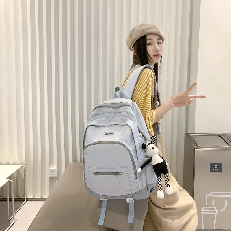 2023 New Large Capacity Backpack Korean Harajuku Style Schoolbag For Teenage Girls Boys Fashion Waterproof Travel Bag