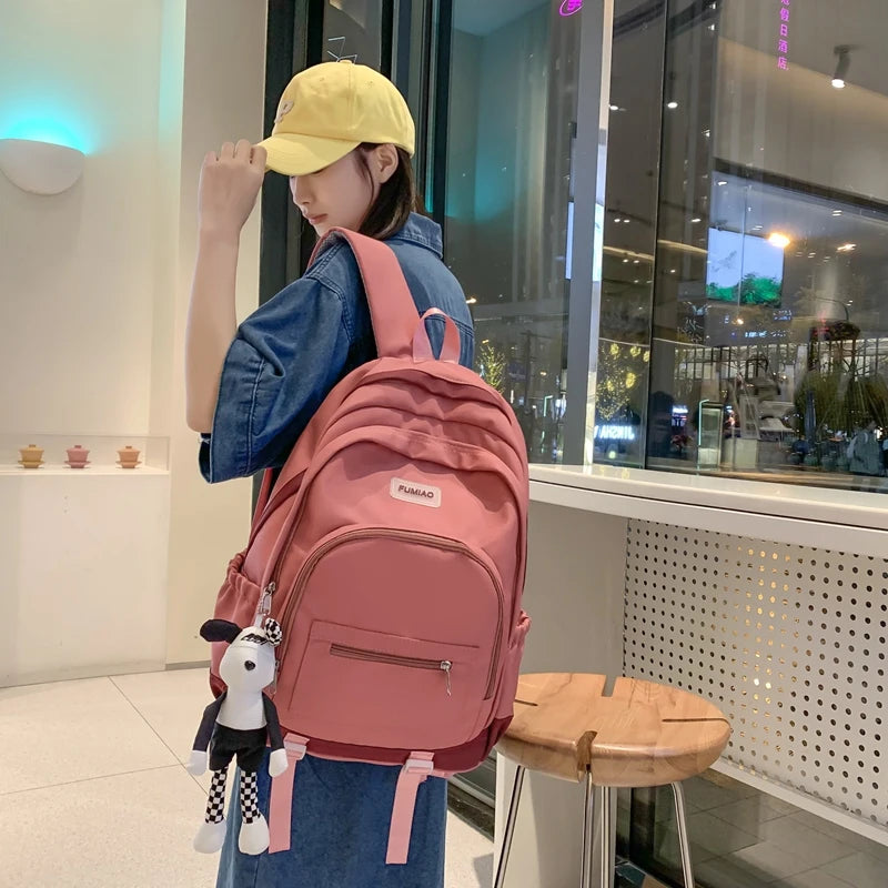 2023 New Large Capacity Backpack Korean Harajuku Style Schoolbag For Teenage Girls Boys Fashion Waterproof Travel Bag