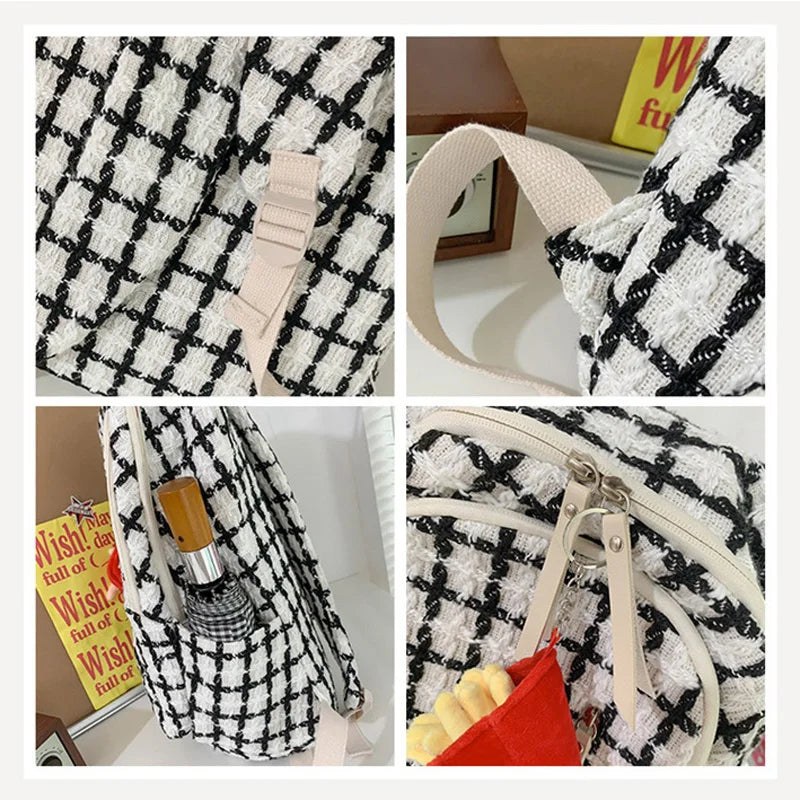 2023 New Lattice Woman Backpack Winter Design Casual Travel Bagpack School Bag For Teenage Girls Boys