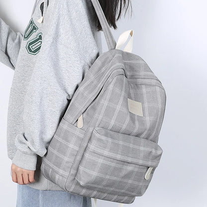 2023 New Leisure Plaid Backpack Woman Nylon Casual Double Shoulder Pack School Bag for Teenage Girl Boy Student Mochilas Satchel