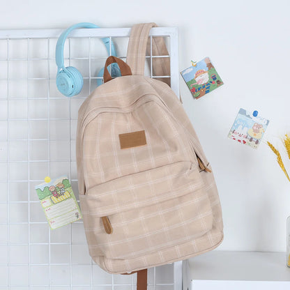 2023 New Leisure Plaid Backpack Woman Nylon Casual Double Shoulder Pack School Bag for Teenage Girl Boy Student Mochilas Satchel