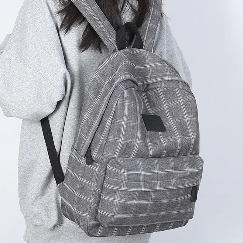 2023 New Leisure Plaid Backpack Woman Nylon Casual Double Shoulder Pack School Bag for Teenage Girl Boy Student Mochilas Satchel