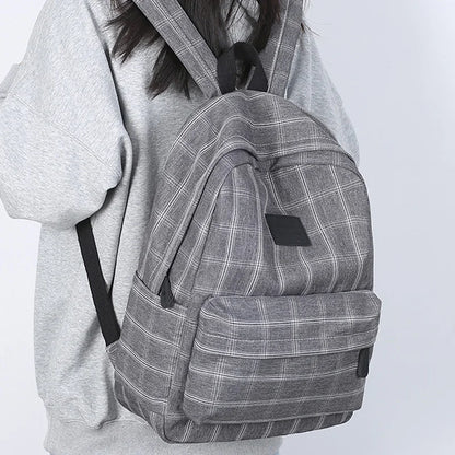 2023 New Leisure Plaid Backpack Woman Nylon Casual Double Shoulder Pack School Bag for Teenage Girl Boy Student Mochilas Satchel