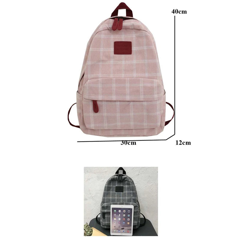 2023 New Leisure Plaid Backpack Woman Nylon Casual Double Shoulder Pack School Bag for Teenage Girl Boy Student Mochilas Satchel