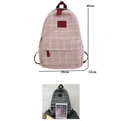 2023 New Leisure Plaid Backpack Woman Nylon Casual Double Shoulder Pack School Bag for Teenage Girl Boy Student Mochilas Satchel