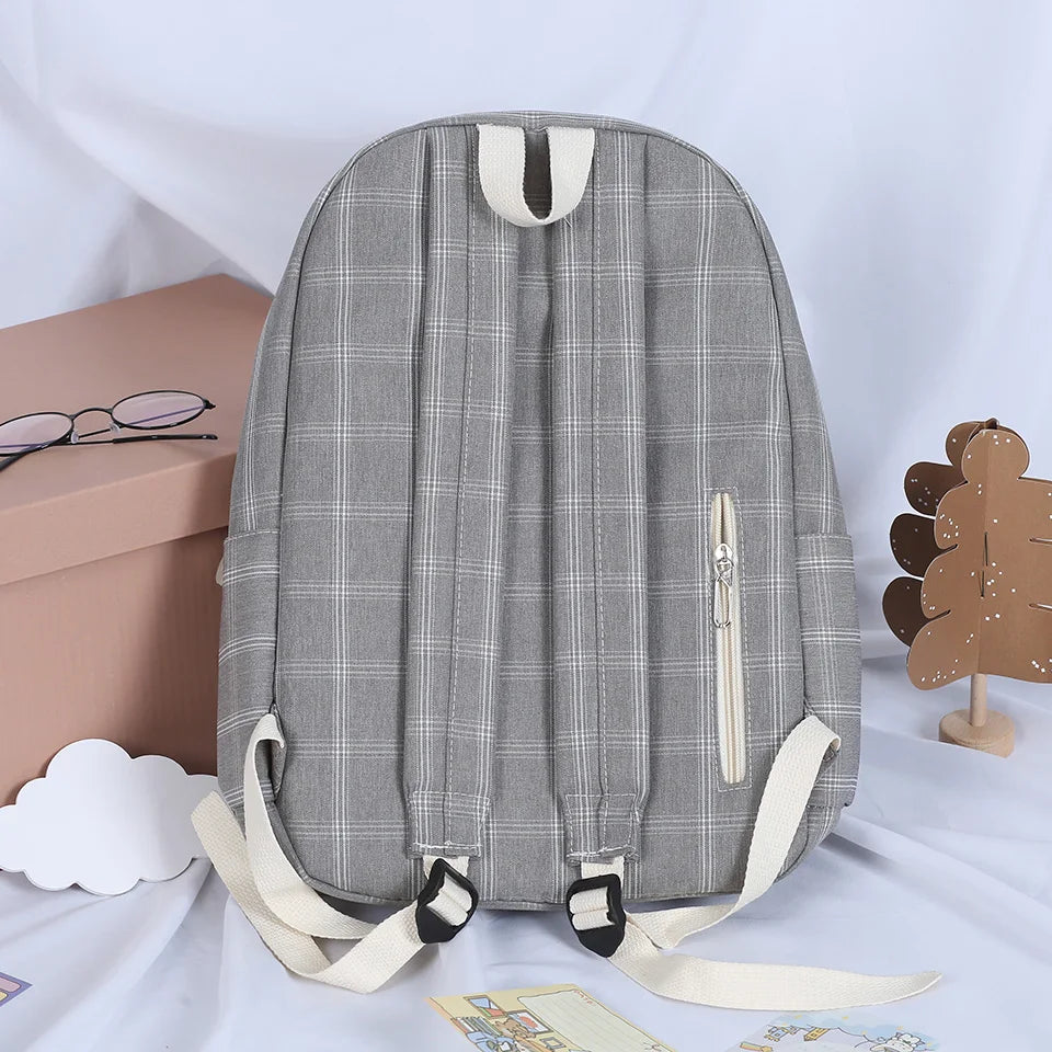 2023 New Leisure Plaid Backpack Woman Nylon Casual Double Shoulder Pack School Bag for Teenage Girl Boy Student Mochilas Satchel