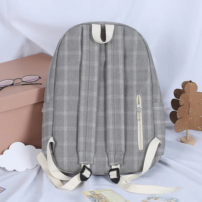 2023 New Leisure Plaid Backpack Woman Nylon Casual Double Shoulder Pack School Bag for Teenage Girl Boy Student Mochilas Satchel