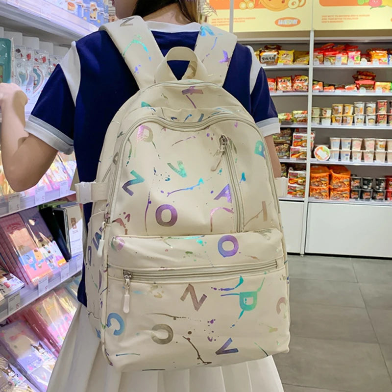 2023 New Letter Printing Woman Man Backpack Cute Schoolbag For Teenage Girls Boys College Student School Bags Rucksack
