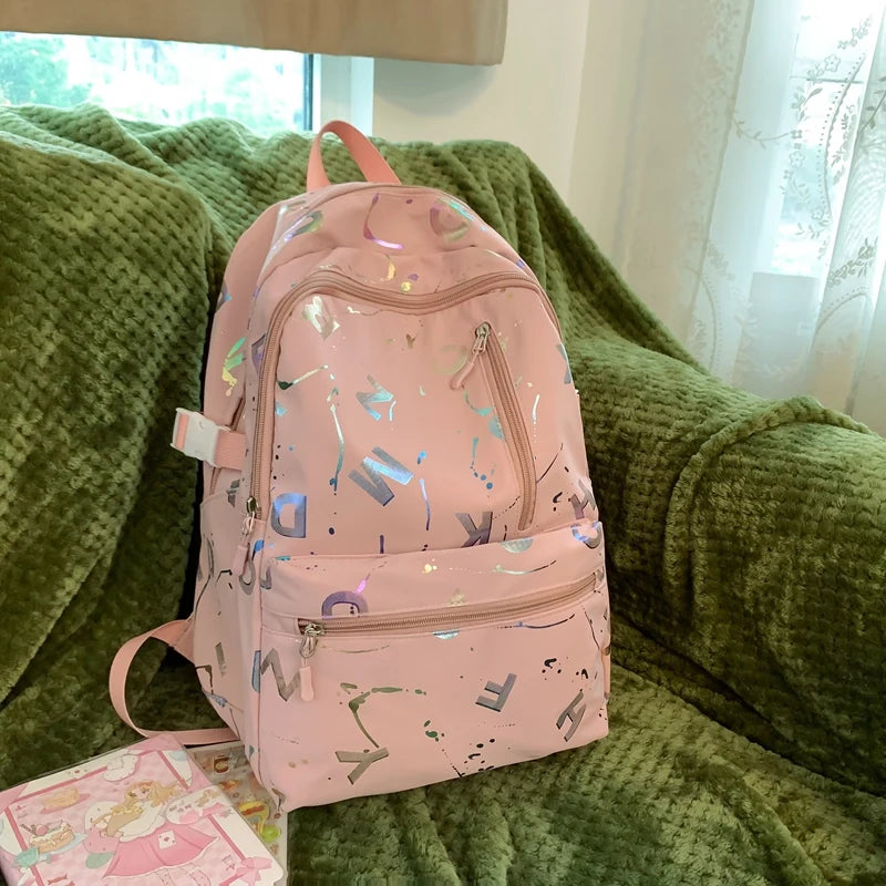 2023 New Letter Printing Woman Man Backpack Cute Schoolbag For Teenage Girls Boys College Student School Bags Rucksack