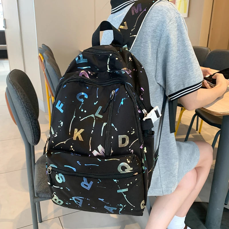 2023 New Letter Printing Woman Man Backpack Cute Schoolbag For Teenage Girls Boys College Student School Bags Rucksack