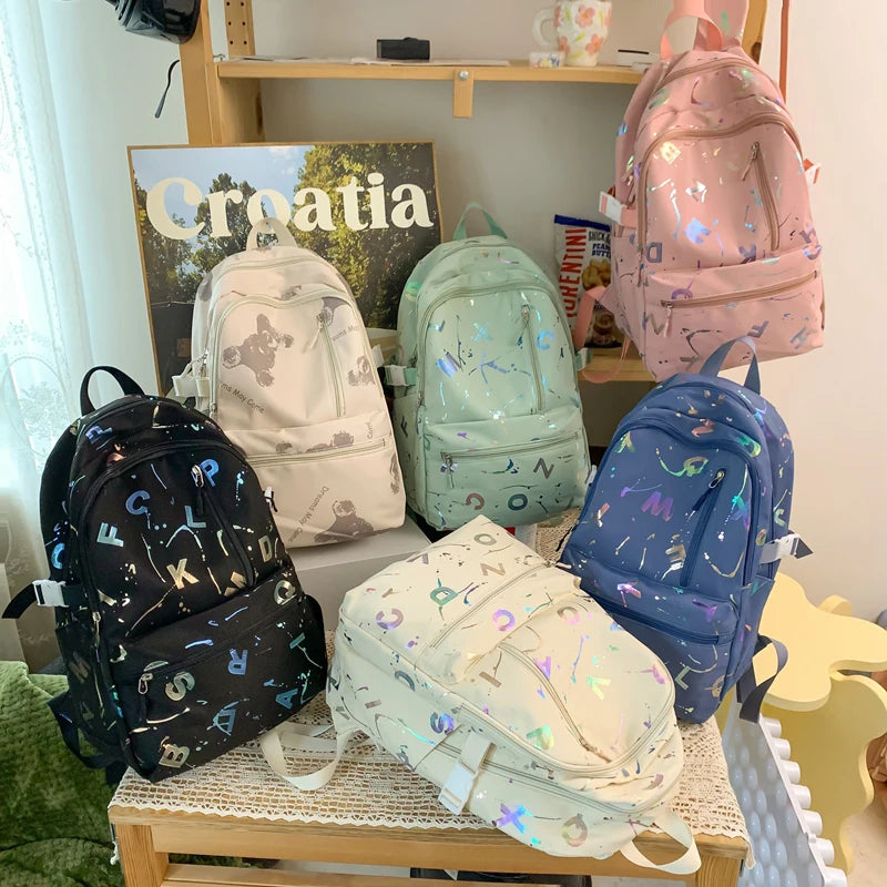 2023 New Letter Printing Woman Man Backpack Cute Schoolbag For Teenage Girls Boys College Student School Bags Rucksack