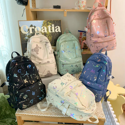 2023 New Letter Printing Woman Man Backpack Cute Schoolbag For Teenage Girls Boys College Student School Bags Rucksack