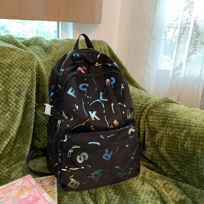 2023 New Letter Printing Woman Man Backpack Cute Schoolbag For Teenage Girls Boys College Student School Bags Rucksack