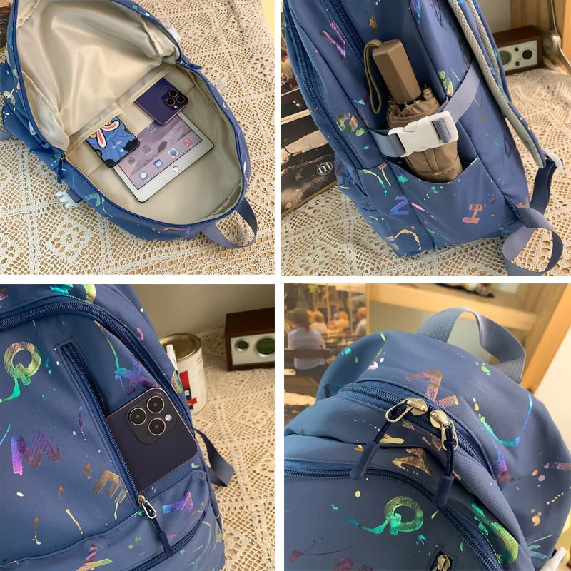 2023 New Letter Printing Woman Man Backpack Cute Schoolbag For Teenage Girls Boys College Student School Bags Rucksack