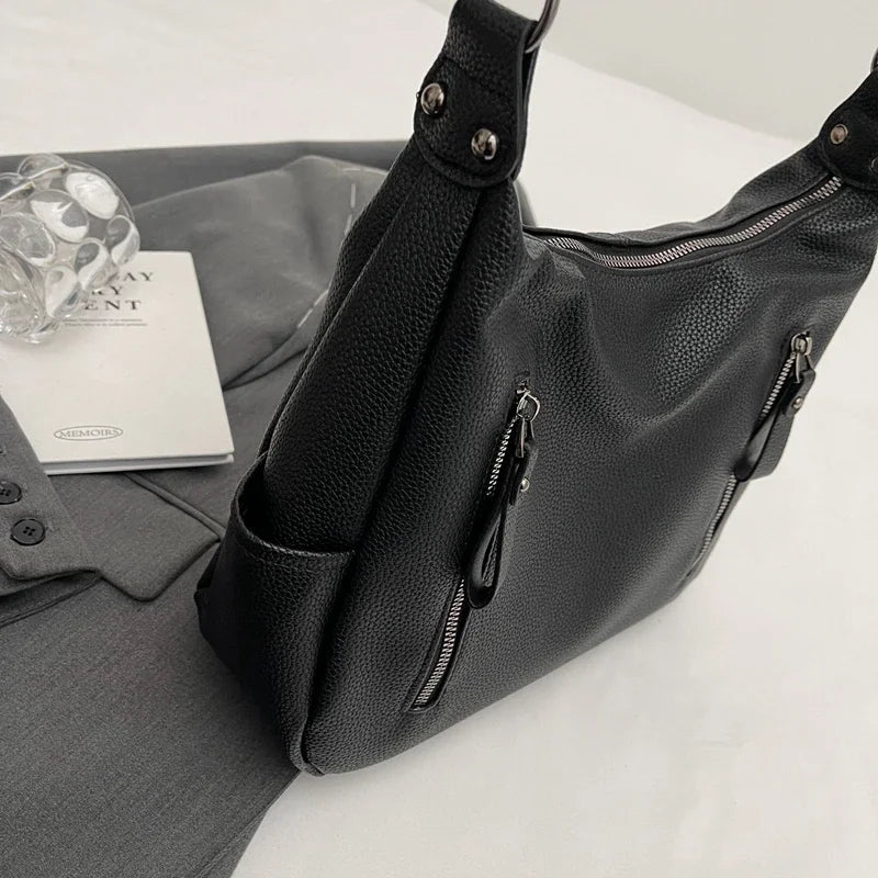 2023 New Luxury Solid Color Leather Women Tote Bag Fashion Casual Ladies Shoulder Messenger Bag High Quality Female Handbags Sac