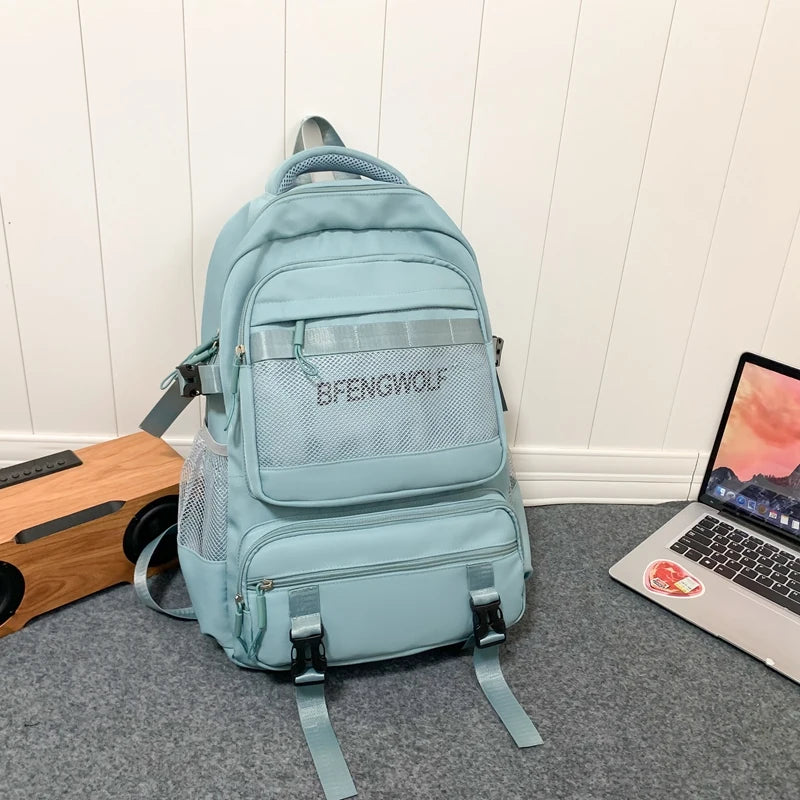 2023 New Multi-Pocket Waterproof Nylon Student Backpack School Bags for Teenage Girls Boys Large Ladies Casual Travel Rucksack