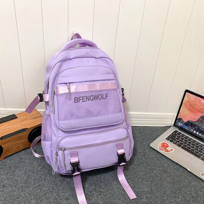 2023 New Multi-Pocket Waterproof Nylon Student Backpack School Bags for Teenage Girls Boys Large Ladies Casual Travel Rucksack