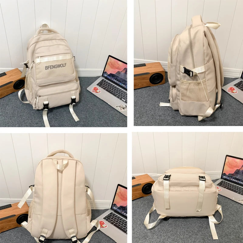 2023 New Multi-Pocket Waterproof Nylon Student Backpack School Bags for Teenage Girls Boys Large Ladies Casual Travel Rucksack