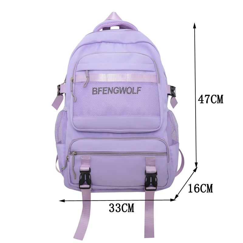 2023 New Multi-Pocket Waterproof Nylon Student Backpack School Bags for Teenage Girls Boys Large Ladies Casual Travel Rucksack