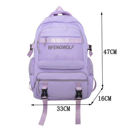 2023 New Multi-Pocket Waterproof Nylon Student Backpack School Bags for Teenage Girls Boys Large Ladies Casual Travel Rucksack
