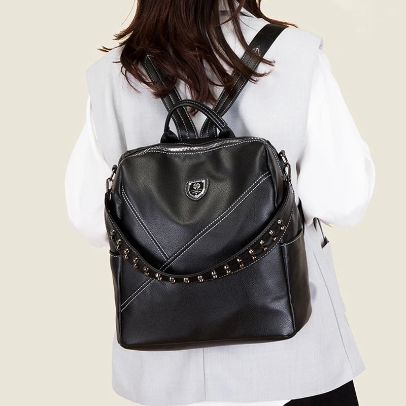 2023 New Multifunction Backpack Women PU Leather Backpack Large Capacity School Bags for Girls Fashion Female Bagpack Mochila
