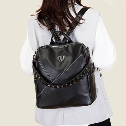 2023 New Multifunction Backpack Women PU Leather Backpack Large Capacity School Bags for Girls Fashion Female Bagpack Mochila