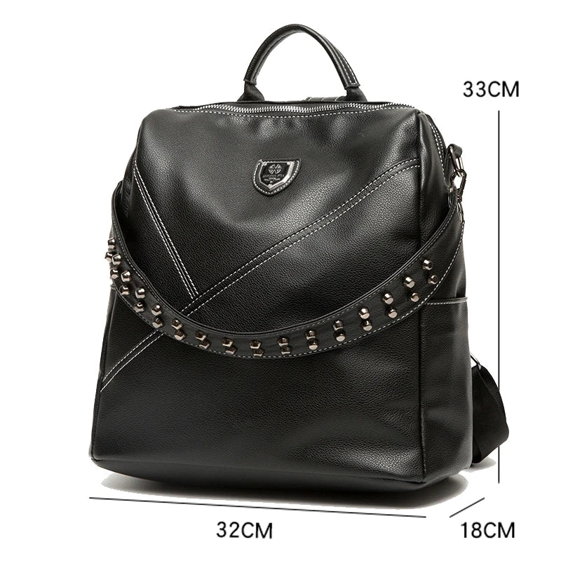 2023 New Multifunction Backpack Women PU Leather Backpack Large Capacity School Bags for Girls Fashion Female Bagpack Mochila