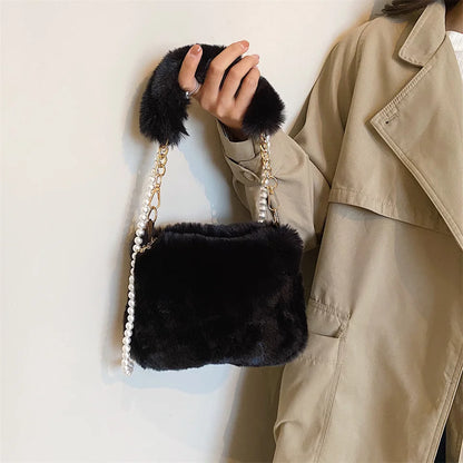 2023 New Plush Bag Women Retro Handbag Oxford Shoulder Totes Underarm Vintage Top Handle Bag Female Subaxillary Plush Bags