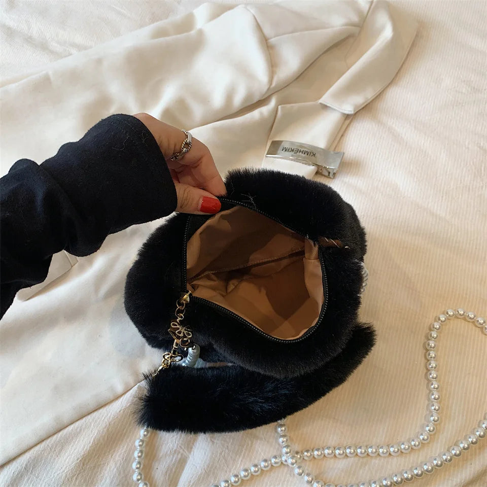 2023 New Plush Bag Women Retro Handbag Oxford Shoulder Totes Underarm Vintage Top Handle Bag Female Subaxillary Plush Bags