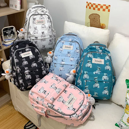 2023 New Printing Multi-Pocket Female Woman Backpack Book School Bag for Teenage Girls Boys Student Women's Travel Rucksack