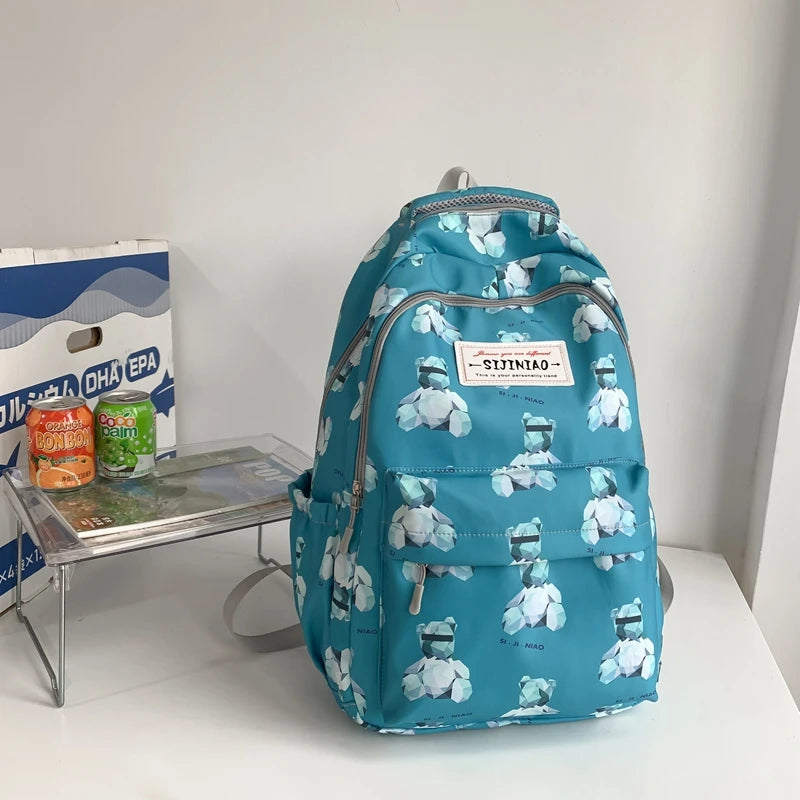 2023 New Printing Multi-Pocket Female Woman Backpack Book School Bag for Teenage Girls Boys Student Women's Travel Rucksack
