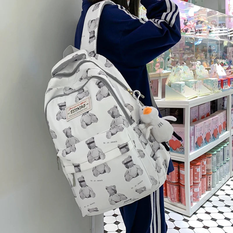 2023 New Printing Multi-Pocket Female Woman Backpack Book School Bag for Teenage Girls Boys Student Women's Travel Rucksack