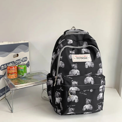 2023 New Printing Multi-Pocket Female Woman Backpack Book School Bag for Teenage Girls Boys Student Women's Travel Rucksack