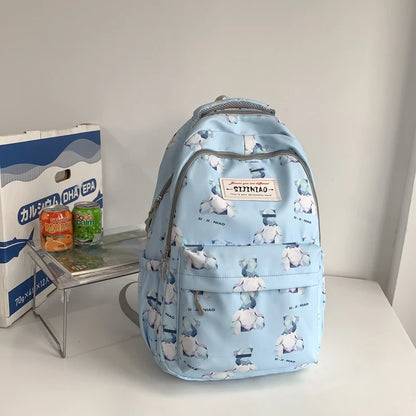 2023 New Printing Multi-Pocket Female Woman Backpack Book School Bag for Teenage Girls Boys Student Women's Travel Rucksack
