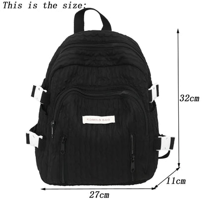 2023 New Small Nylon Women Backpack Female Solid Color Travel Bag Preppy Multiple Pockets Schoolbag for Teenage Girl Bookbag