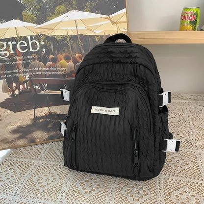 2023 New Small Nylon Women Backpack Female Solid Color Travel Bag Preppy Multiple Pockets Schoolbag for Teenage Girl Bookbag
