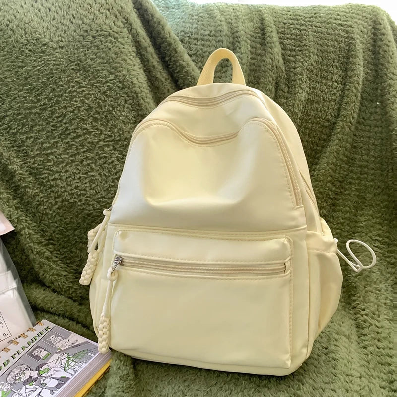2023 New Small Solid Color Woman Backpack Female Travel Rucksack Schoolbag For Teenage Girls