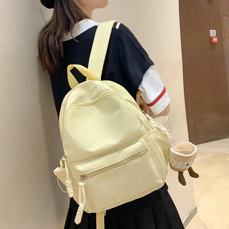 2023 New Small Solid Color Woman Backpack Female Travel Rucksack Schoolbag For Teenage Girls