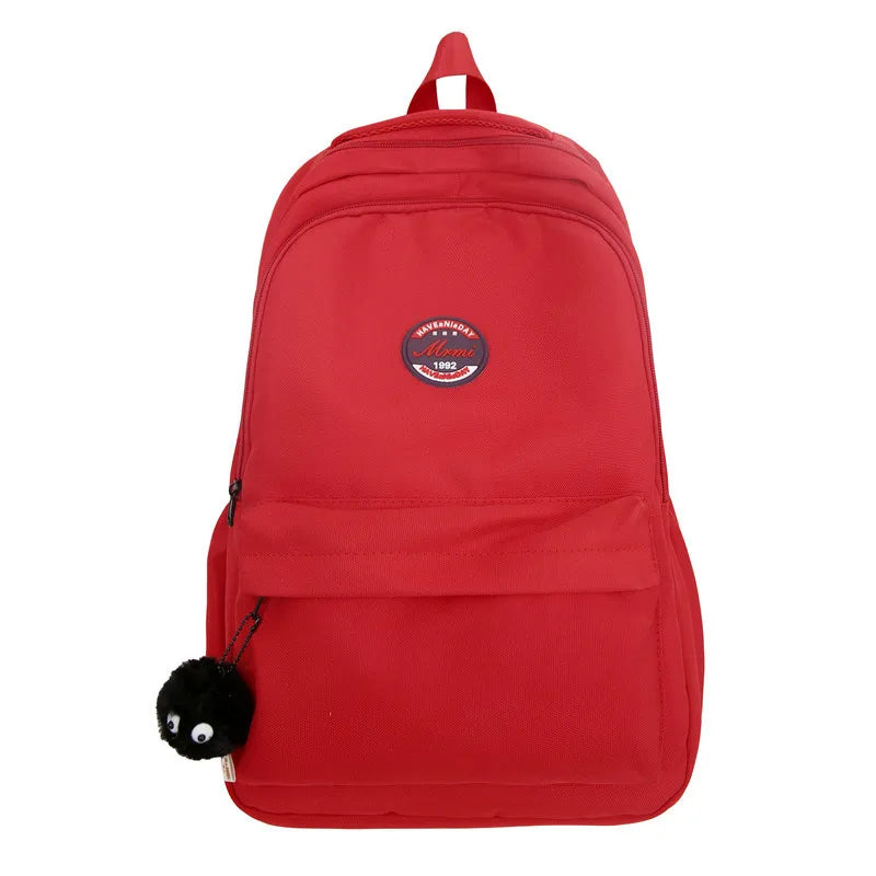 2023 New Unisex Large Capacity Student Backpack Korean Solid Color Boys Girls Book Pack Nylon Waterproof Travel Bag Schoolbag