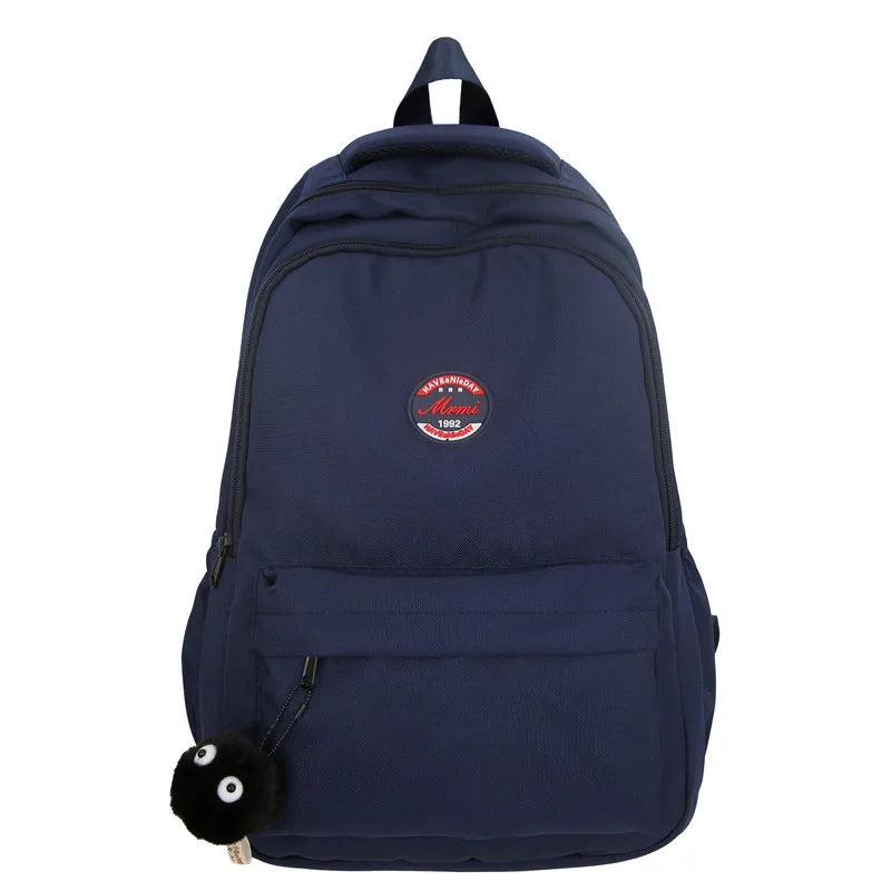 2023 New Unisex Large Capacity Student Backpack Korean Solid Color Boys Girls Book Pack Nylon Waterproof Travel Bag Schoolbag