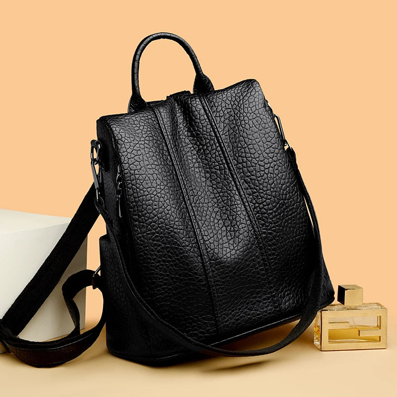 2023 New Vintage Women Backpack Large Capacity School Bags for Teenagers Girls School Backpack High Quality Leather Shoulder Bag