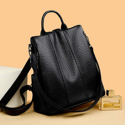 2023 New Vintage Women Backpack Large Capacity School Bags for Teenagers Girls School Backpack High Quality Leather Shoulder Bag