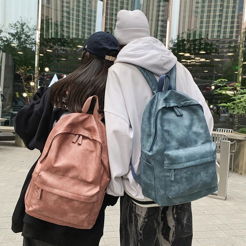 2023 New Woman Backpack PU Leather Rucksack Women's Knapsack Multi-pocket Bagpacks School Bags for Teenage Girls Boys Mochila