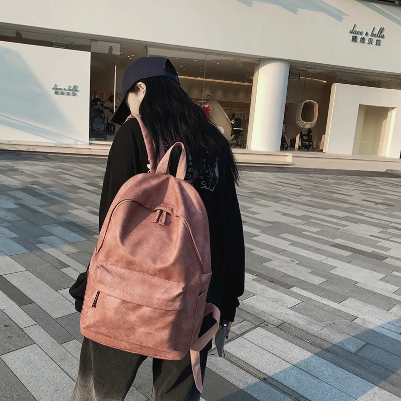 2023 New Woman Backpack PU Leather Rucksack Women's Knapsack Multi-pocket Bagpacks School Bags for Teenage Girls Boys Mochila