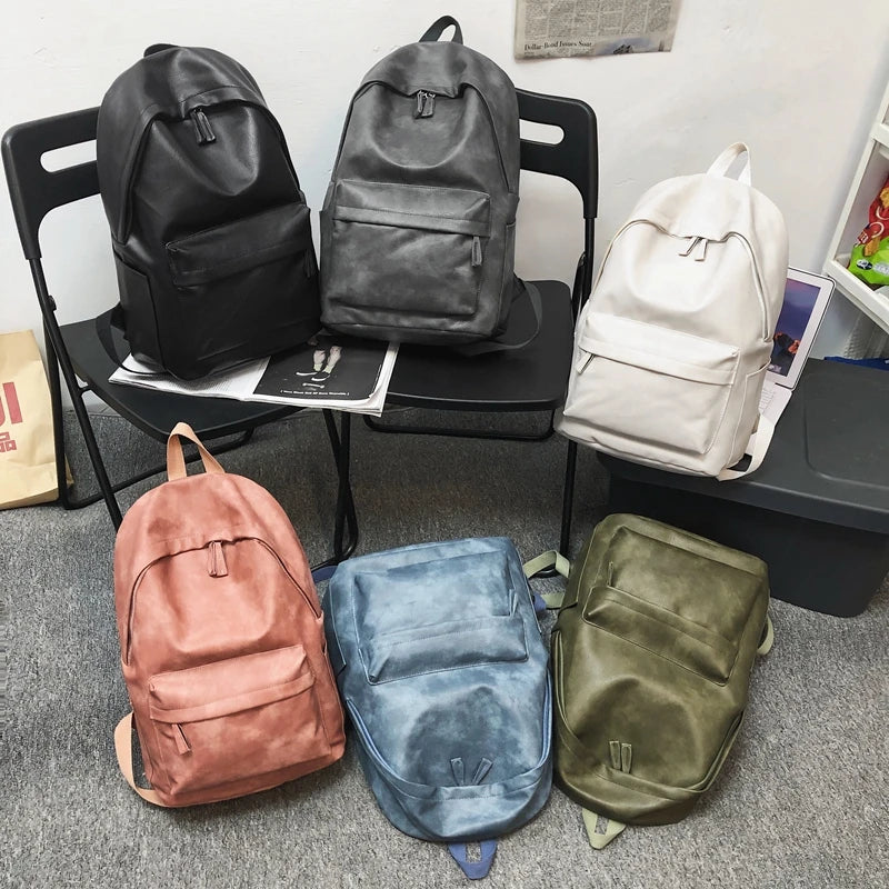 2023 New Woman Backpack PU Leather Rucksack Women's Knapsack Multi-pocket Bagpacks School Bags for Teenage Girls Boys Mochila