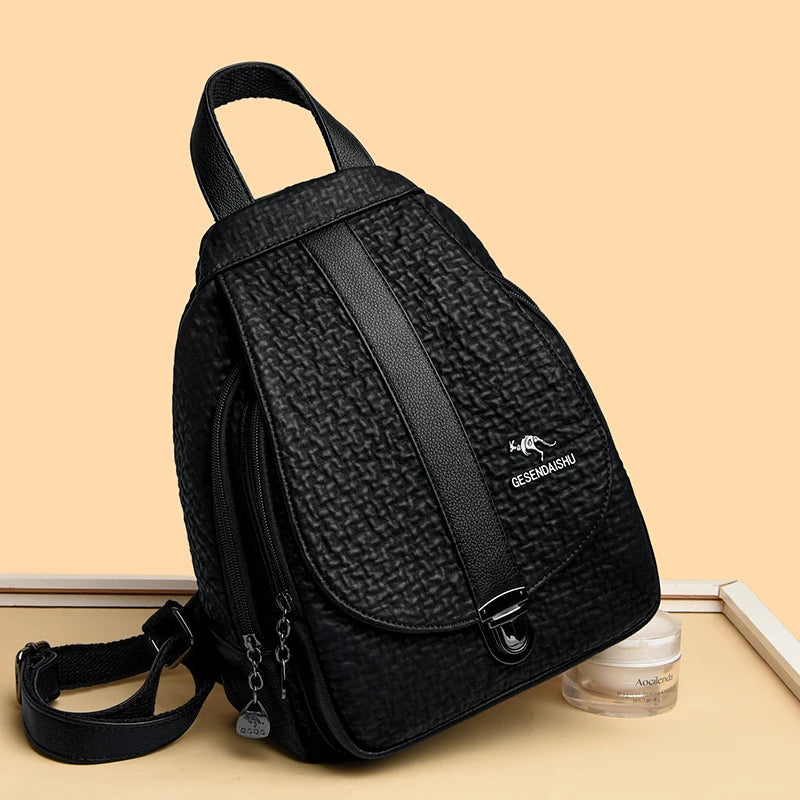 2023 New Women Backpack Luxury High Quality Leather Fashion Shoulder Bag Female Multifunction Large Capacity Travel Knapsack Sac