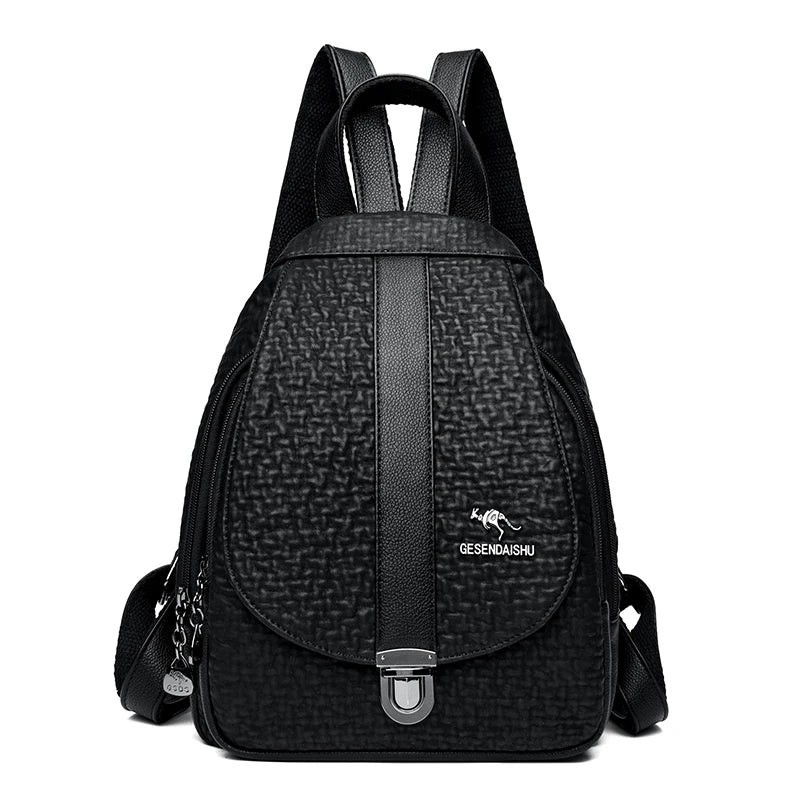 2023 New Women Backpack Luxury High Quality Leather Fashion Shoulder Bag Female Multifunction Large Capacity Travel Knapsack Sac
