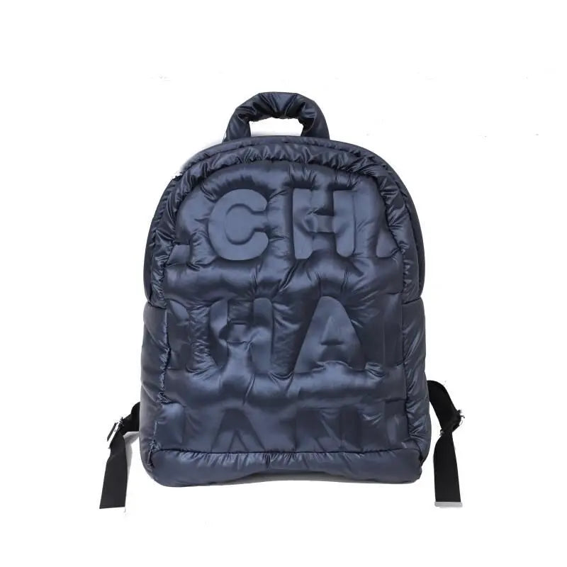 2023 New Women Backpacks Down Letter Printing Backpack Autumn Winter Fashion large-capacity Space Cotton Solid Color School Bag