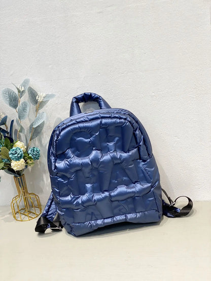 2023 New Women Backpacks Down Letter Printing Backpack Autumn Winter Fashion large-capacity Space Cotton Solid Color School Bag